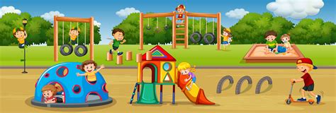 Children Playing At Playground 538930 Vector Art At Vecteezy