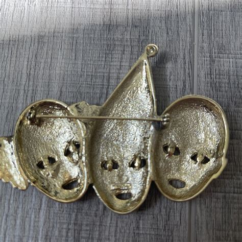 vintage signed ajc 3 clown sad face brooch pin gold … gem