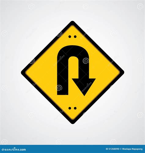 Return Symbol Yellow Road Sign Cartoon Vector 89770107
