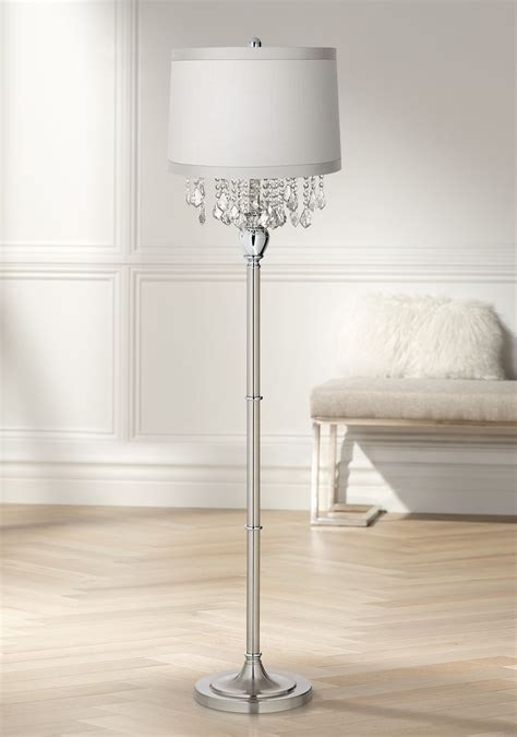 360 Lighting Traditional Chandelier Floor Lamp Satin Steel Chrome