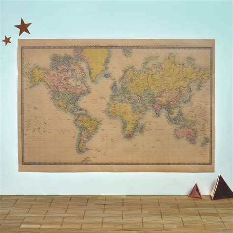 World Map Vintage Style Poster By Oakdene Designs
