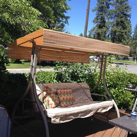 The canopy porch swing for the backyard that made of all porch canopy swings with a metal frame because this swing generally has a metal frame. Making a Replacement Canopy for an Outdoor Swing | ThriftyFun