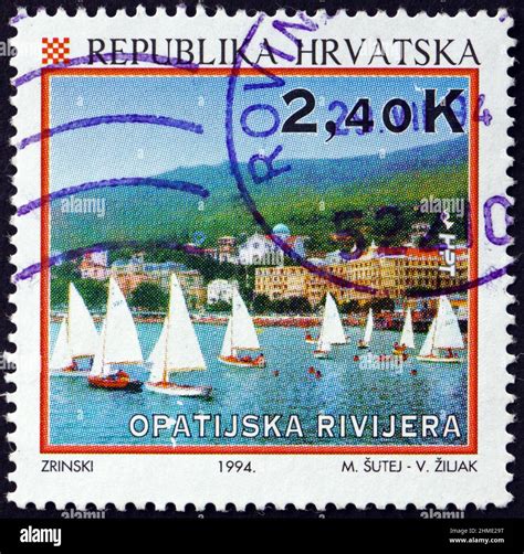 Croatia Circa A Stamp Printed In Croatia Shows Sailboats