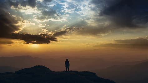 The Man Standing On Mountain Top Against Stock Footage Sbv 337299185