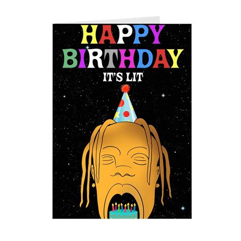 Travis Scott Birthday Card Happy Birthday Its Lit Card Etsy