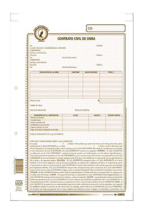 Papelería Modelo Contrato Civil De Obra X 12 Domicilios Pereira