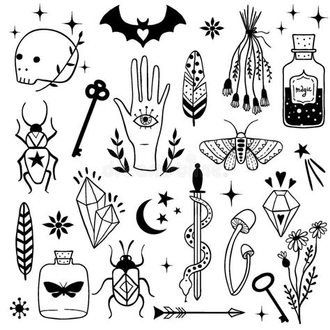 Vector Witch Magic Design Elements Set Stock Vector Illustration Of