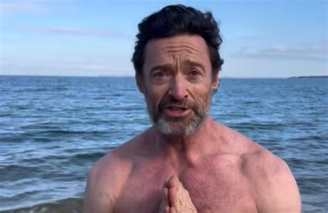 Hugh Jackman Strips To Trunks For Freezing New Year Dip