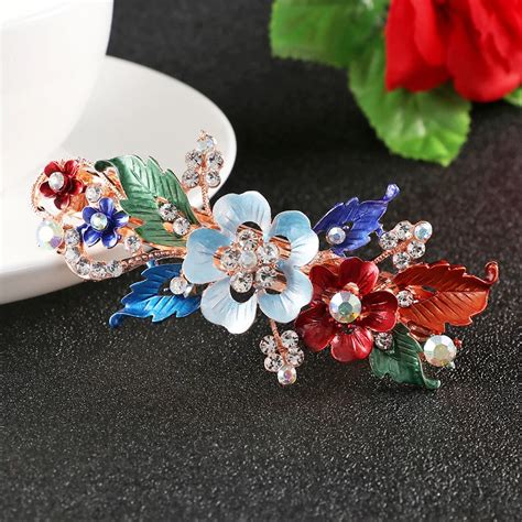 newest fashion flower barrettes crystal hair clip tiara resin foral barrette cute hairpins