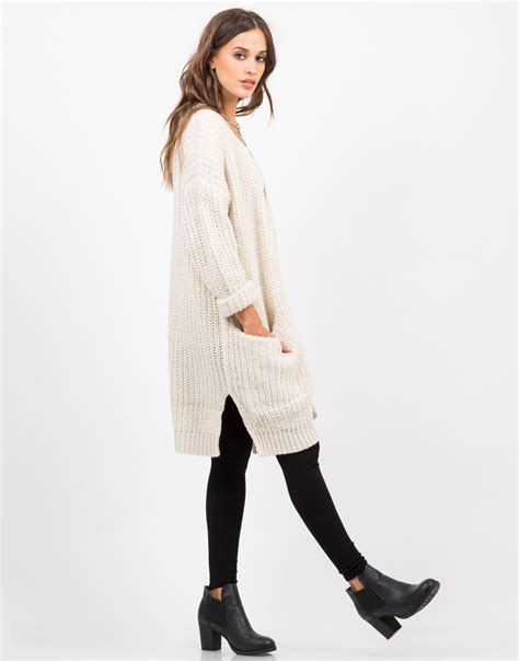 Chunky Oversized Knit Cardigan White Cardigan 2020ave