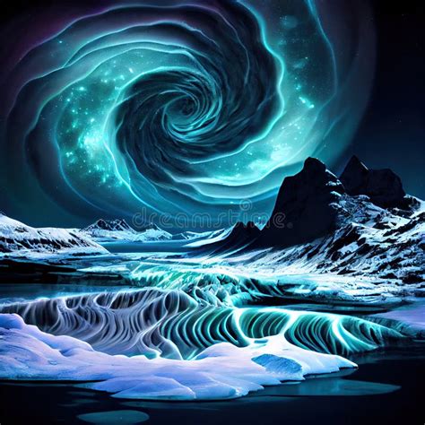 Mystical Scenic Glacial Fantasy Dreamscape Aurora Ai Generated Stock