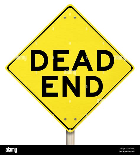 Dead End Yellow Warning Road Sign Closed No Exit Stock Photo Alamy