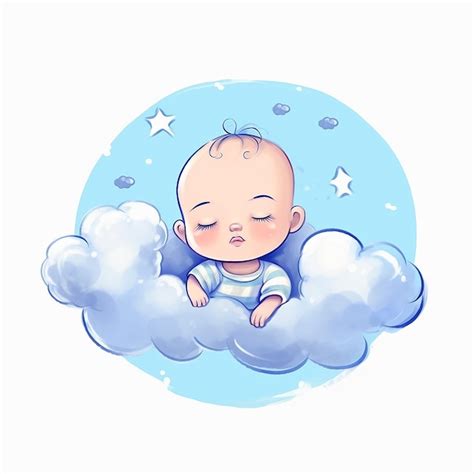 Un Bebé Durmiendo En Una Nube Con Estrellas Foto Premium