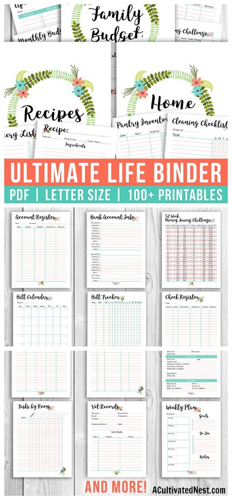 Printable Ultimate Life Binder Home Budget Recipe Binder