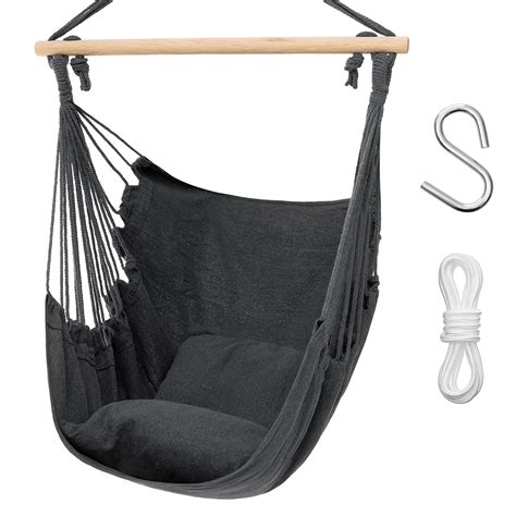 Garpans Hammock Chair With 2 Cushions Hanging Rope Patio Swing Chair