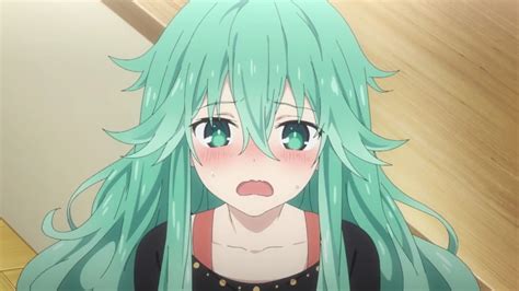Natsumi Date A Live Date A Live Blush Embarrassed Green Eyes Green Hair Leaning Forward