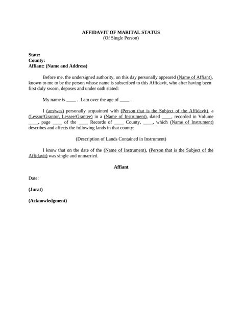 Affidavit Of Marital Status Of Single Person Fill Out And Sign Online