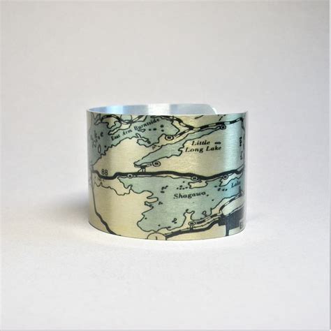 Ely Minnesota Map Cuff Bracelet Burntside Lake Unique Gift For Men Or Women Etsy