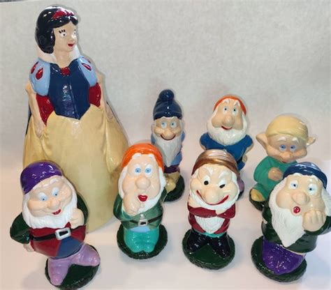 Snow White And 7 Dwarfs Garden Gnomes All Handmade And Painted Etsy Israel