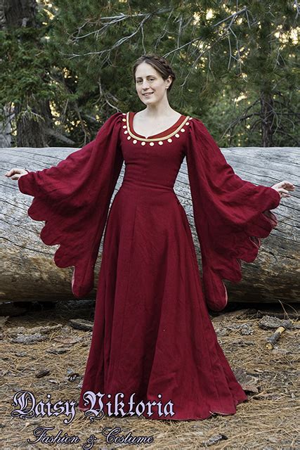 Th Century Red Wool Gown Faerie Queen Costuming