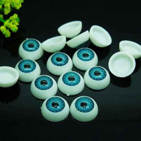buy new 100pcs 50pairs 12mm blue color half round acrylic plastic doll eyes