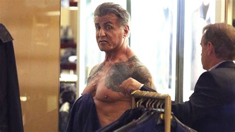 Sylvester Stallone Goes Shirtless To Show Off Ripped Chest And Tattoos