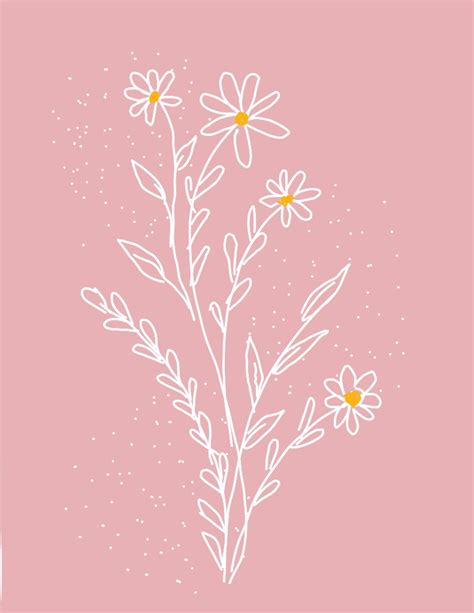 Cute Bohemian Flowers With Pink Background Cute Flower Drawing Pink