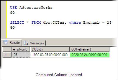 Using Computed Columns in SQL Server with Persisted Values