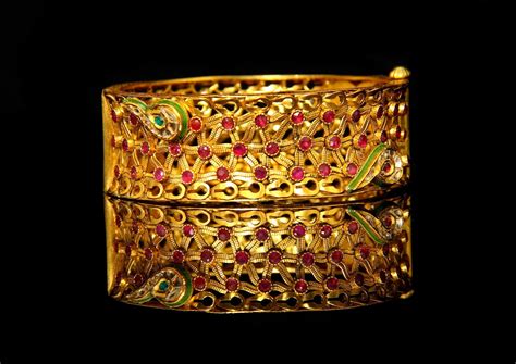 Ruby Broad Bangle Indian Jewellery Designs