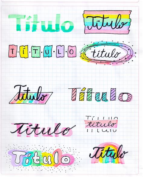 Títulos bonitos arcoiris Titulos bonitos para apuntes Libreta de apuntes Tutorial de letras