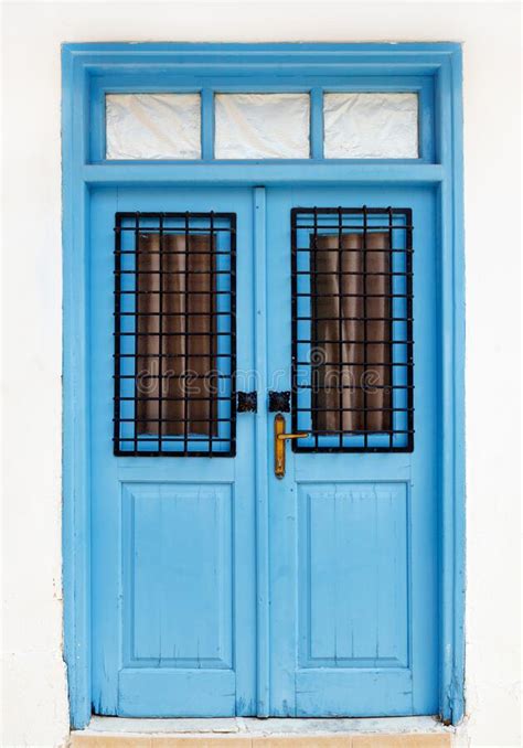 Beautiful Old Blue Door Fragment Of The Facade Of The House Cyprus