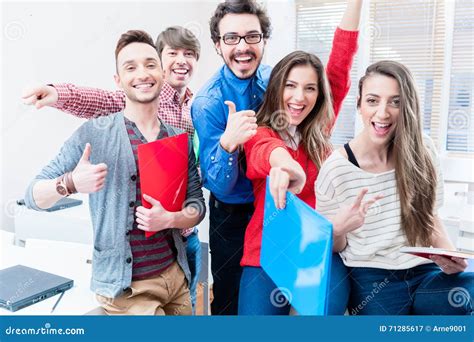 Group Of Students Celebrating Success In Exams Stock Image Image Of