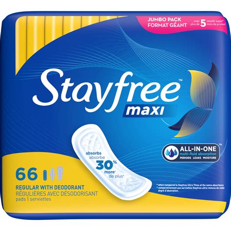 Stayfree Maxi Pads Wingless Scented Regular 66 Ct