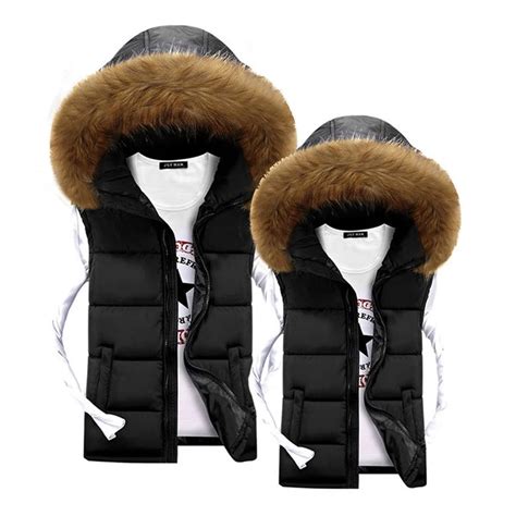 Fur Vest With Hood For Men Fur Hooded Down Vest Free Shipping