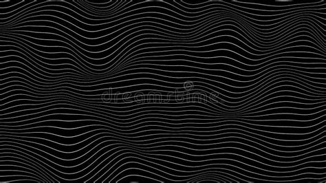 Abstract Morphing Horizontal White Lines On Black Surface 3d