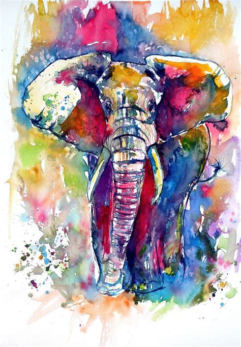 Majestic Elephant 2017 Watercolour By Kovács Anna Brigitta Elephant