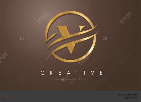 V Golden Letter Logo Vector And Photo Free Trial Bigstock
