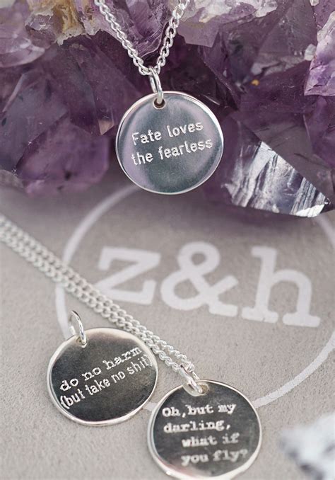 inspirational quote necklaces engraved minimalist sterling silver pendants hand made by an