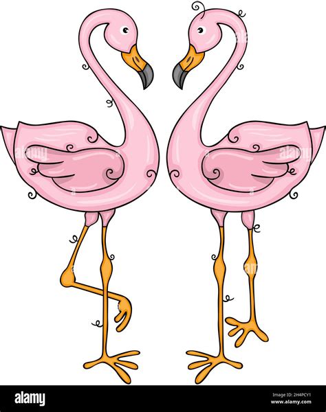 Two Cute Funny Pink Flamingos Stock Photo Alamy