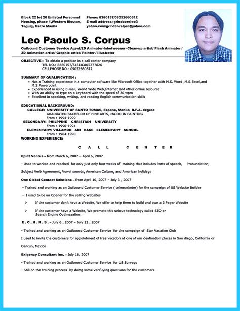 customer service call center resume sample philippines
