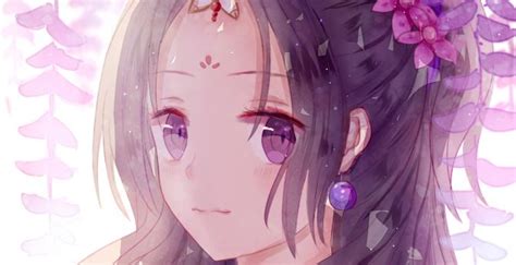 Desktop Wallpaper Beautiful Anime Girl Purple Eyes Cutie Hd Image