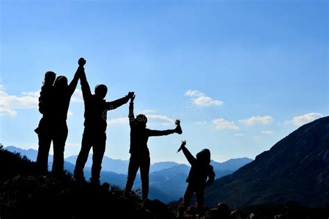 Group Of Nature Lovers Walking On An Early Morning Stock Image Image