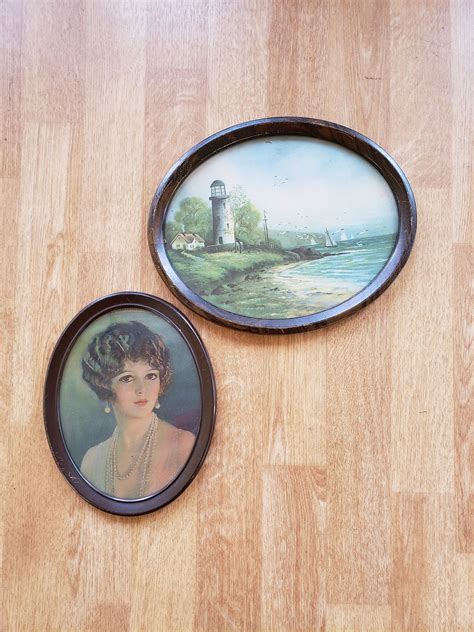 Vintage Oval Pictures Metal Oval Picture Frames Wall Decor 2 Etsy