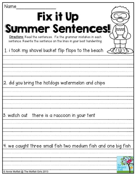 Fix The Sentence Worksheet Kindergarten