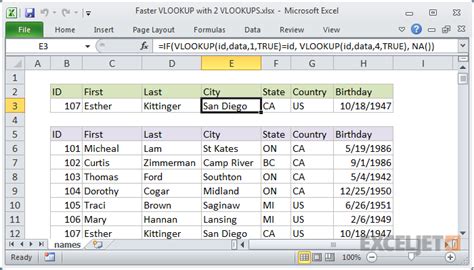 Short video (53 sec) that shows how to use the vlookup function in excel. Excel formula: Faster VLOOKUP with 2 VLOOKUPS | Exceljet