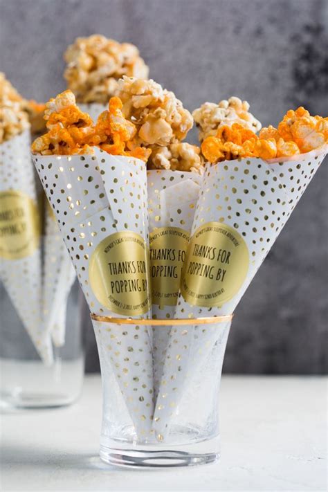3 Cones In Glass Wedding Snacks Caramel Corn Popcorn Cones
