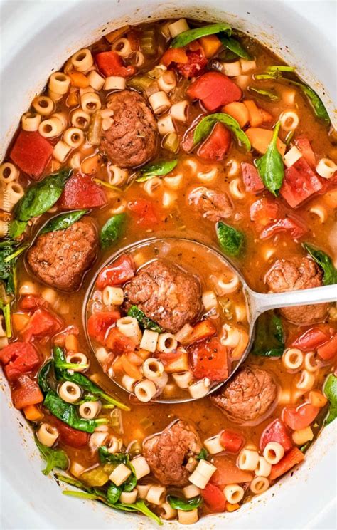 The dish is very tasty and aromatic, thanks to fresh herbs and spices. SLOW COOKER ITALIAN MEATBALL SOUP - Cook Recipesbook