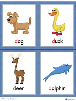 All countries of the world that start with d are collected here. Letter D Words and Pictures Printable Cards: Dog, Duck ...