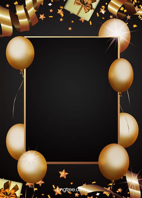Golden Party Decorations Black Background Extravagance Coloured