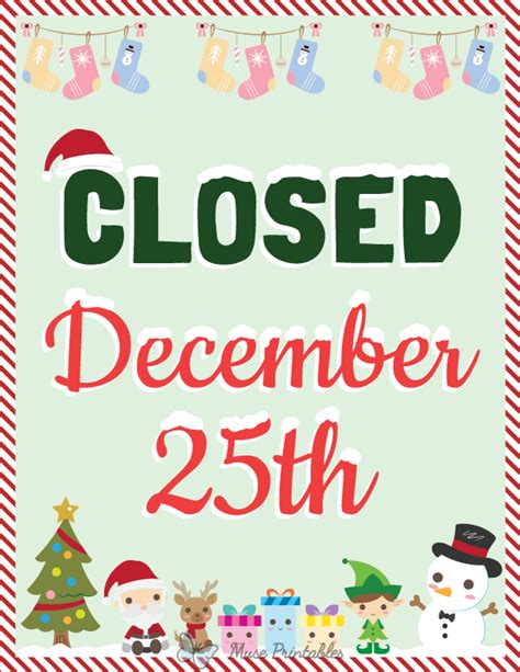 Printable Closed December 25th Sign
